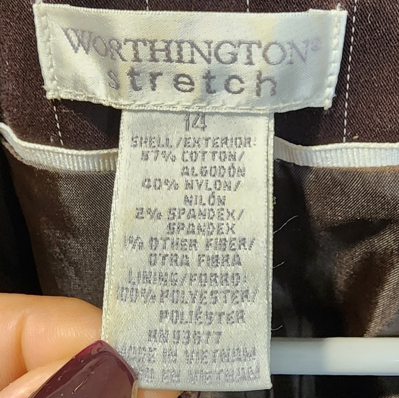 WORTHINGTON Brown Pinstripe Women's  Blazer Size 14 - Picture 2 of 11
